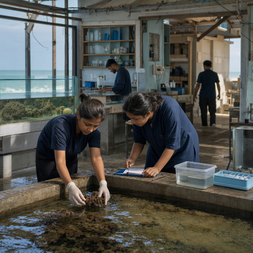 Illustrative wet lab with labelled water samples